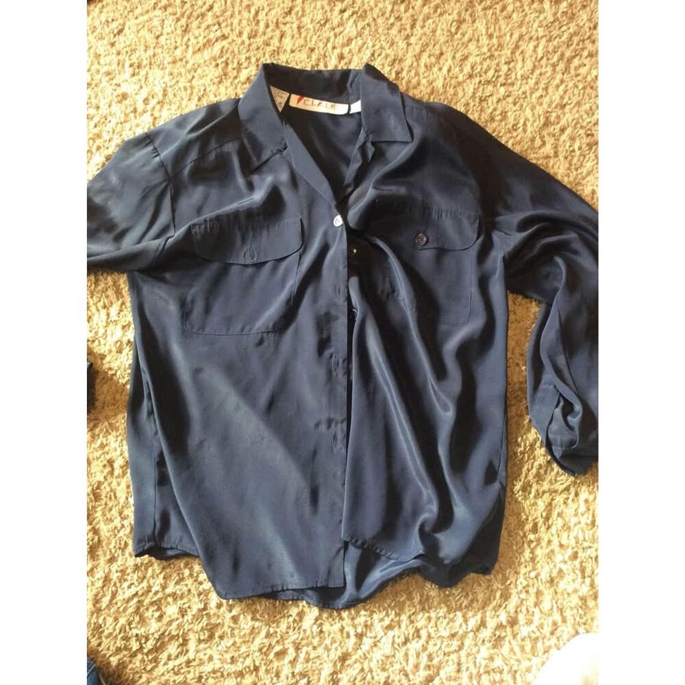 Womens Claus Navy Button Up Shirt Size 12